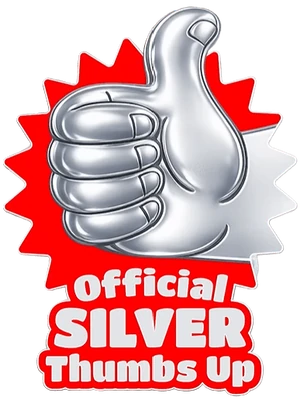 OMC Official Silver Thumbs Up rating badge